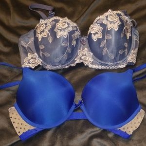 Convertible Blue bra bundle, sister size 36B, 34C